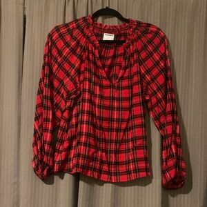 Women’s Old Navy Red, Black, Green and White Plaid Blouse Size M